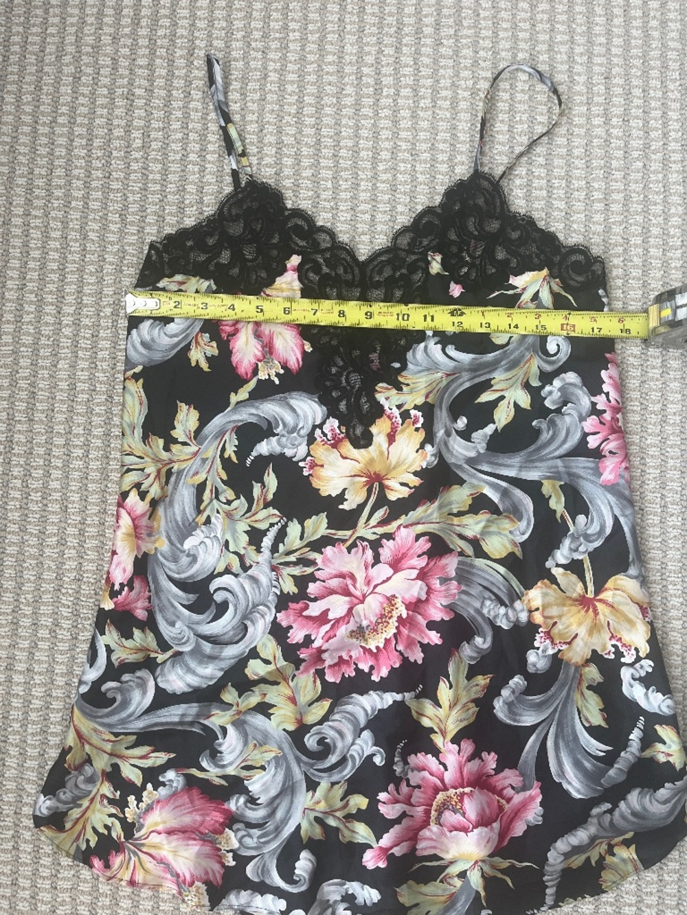 Natori Black Floral Chemise Nightgown Slip Dress Size L - Picture 5 of 8